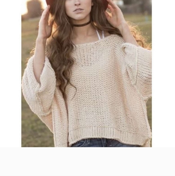 🆕 Free People Halo Pullover Sweater Sand Chunky Knit Size L - Picture 9 of 11